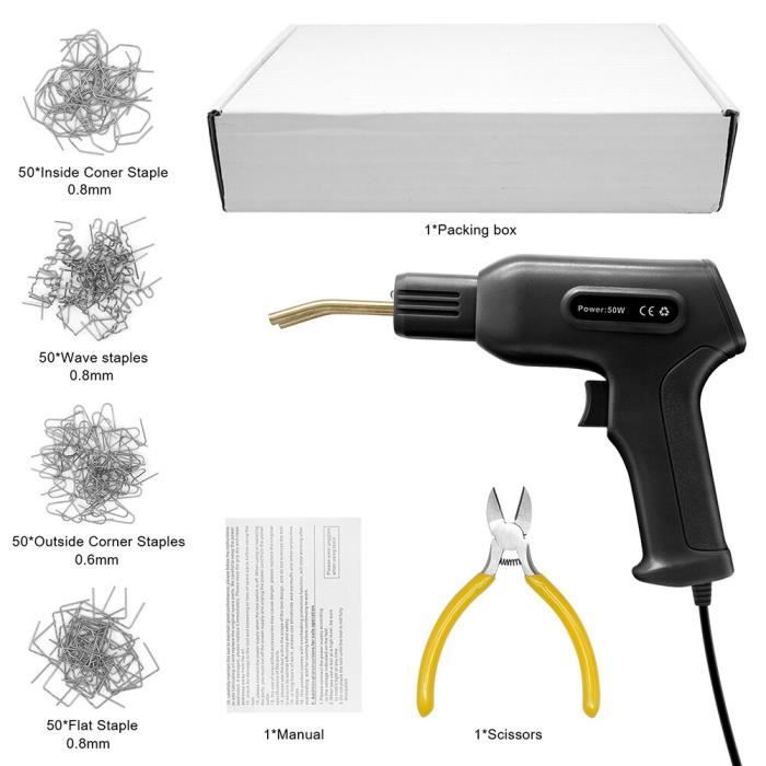 Xuodawer Agrafeuse à Chaud 120W Machine à Souder En Plastique Kit RéParation Pare-Chocs Voiture Machine à Agrafes à Chaud Outils De RéParation De Fissures De Pare-Chocs De Voiture Prise UE