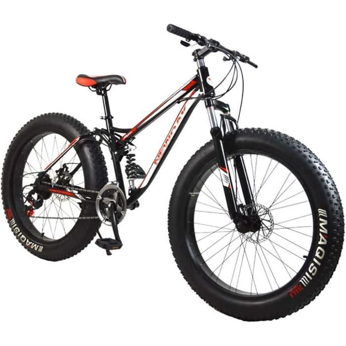 Vtt Velo velo Adulte Cadre Alliage D aluminium 21 Vitesses 26 Pouces Fat Tire Velo Montagne Adultes Etudi Cdiscount Sport