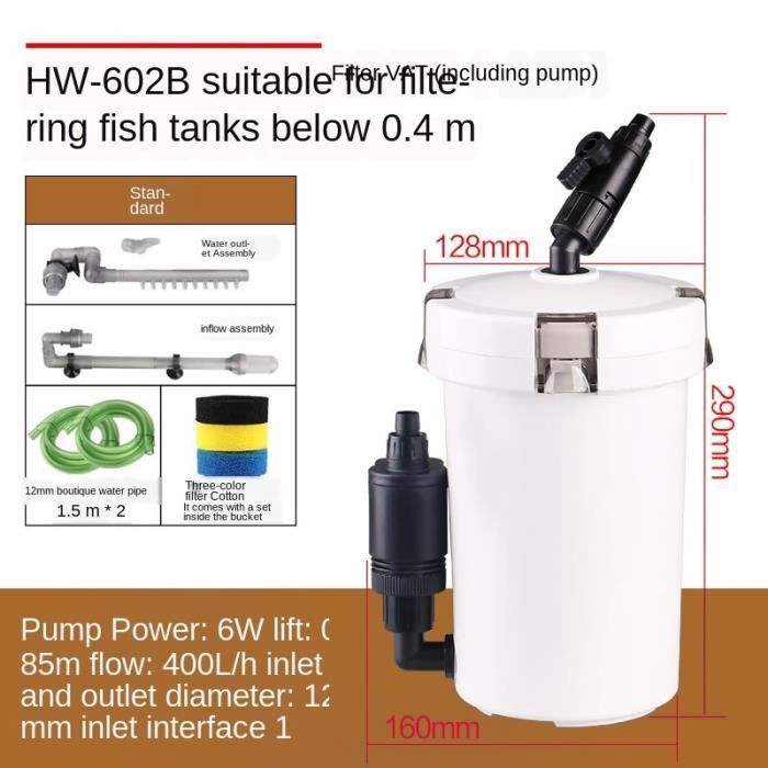 Aquarium,Filtre pour Aquarium,pompe à eau,seau externe,pompe de circulation,paille,filtre externe muet - Type 602B For40-60cm Tank
