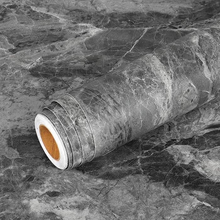 Papier Peint Adhesif Mural Gris Matte Effet Béton Autocollant Epais Sticker Imperméable Vinyle