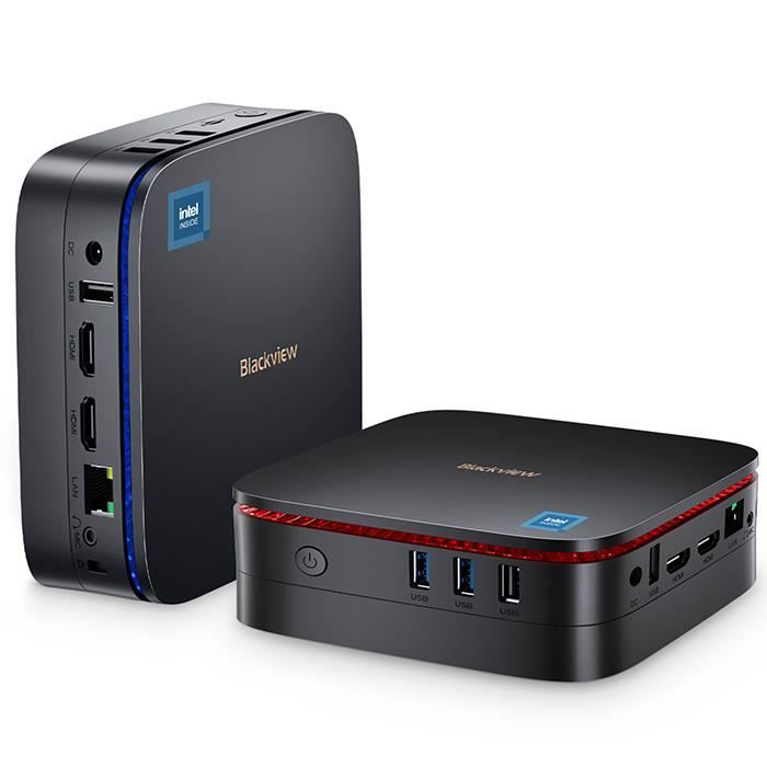 Mini PC – RAM 16Go Stockage 512Go SSDBlackview MP60 Mini Ordinateur de BureauWindows 11 ProWiFi 2.4G+5GIntel Celeron N5095 Noir