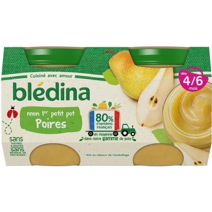 Blédina Petits Pots pour bébé, Dès 4/6 Mois, Pommes Bananes