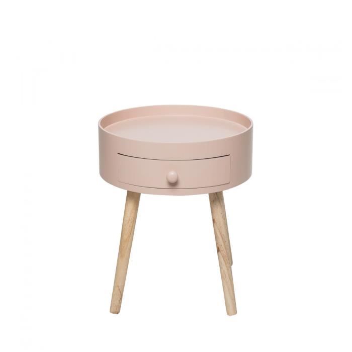 First Table De Chevet En Bois Couleur Rose Pastel Achat