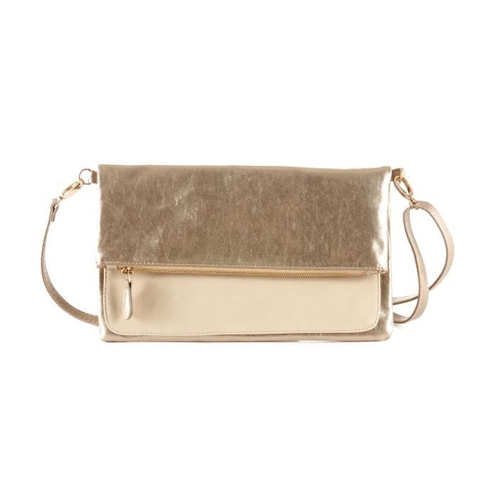 Camaieu Sac pochette femme a rabat OR T.U Cdiscount Bagagerie Maroquinerie