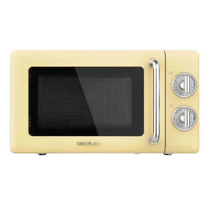 Cecotec Micro-ondes Mécanique de 20 L Proclean 3010 Retro Jaune: 700 W 6 Niveaux Minuterie Mode Décongélation - Cecotec