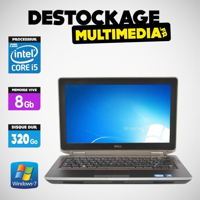  PC Portable DELL Latitude E6320 Core I5 2.5Ghz 8Go 320GO-Windows 7 Pro 64 pas cher