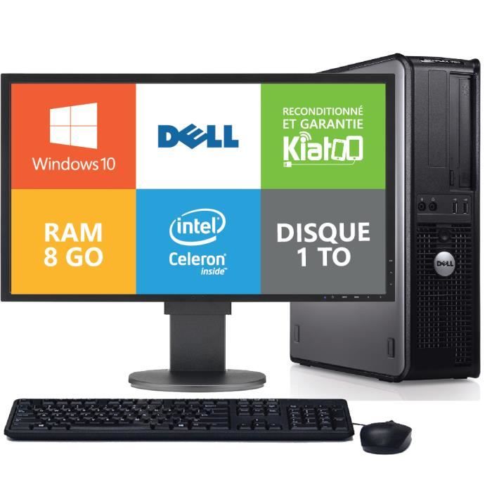 ordinateur de bureau dell optiplex 380 dual core celeron 8 go ram 1 to disque durécran 22 pouceswindows 10 - Dell