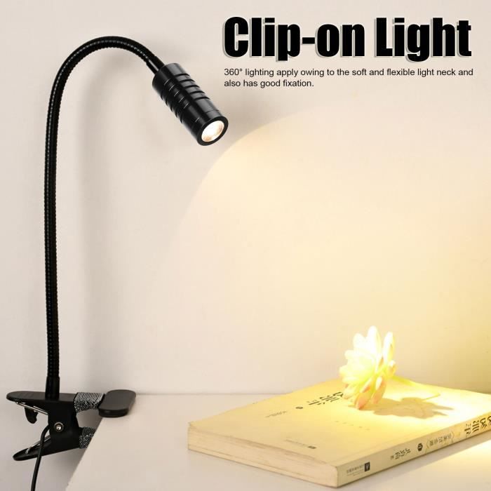 Dilwe Lampe à clipser Lumière Lecture Étudiants Lampe de Cou Flexible à 360  ° Lampe à Pince USB - Cdiscount Maison