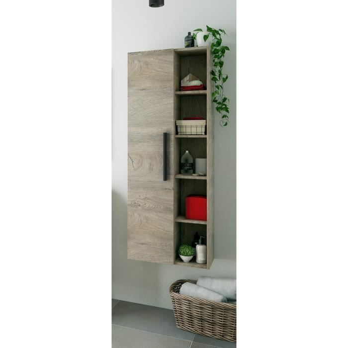 colonne de salle de bain suspendue dmora - chêne - 51 x 135 x 25 cm