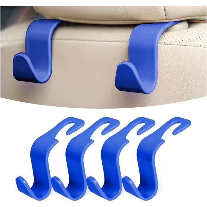 Lot De 4 Crochets Pour Siège Auto - Double Crochet Pivotant 360° En ABS Et Cuir, Pour Sacs Et Affaires (noir) - 4