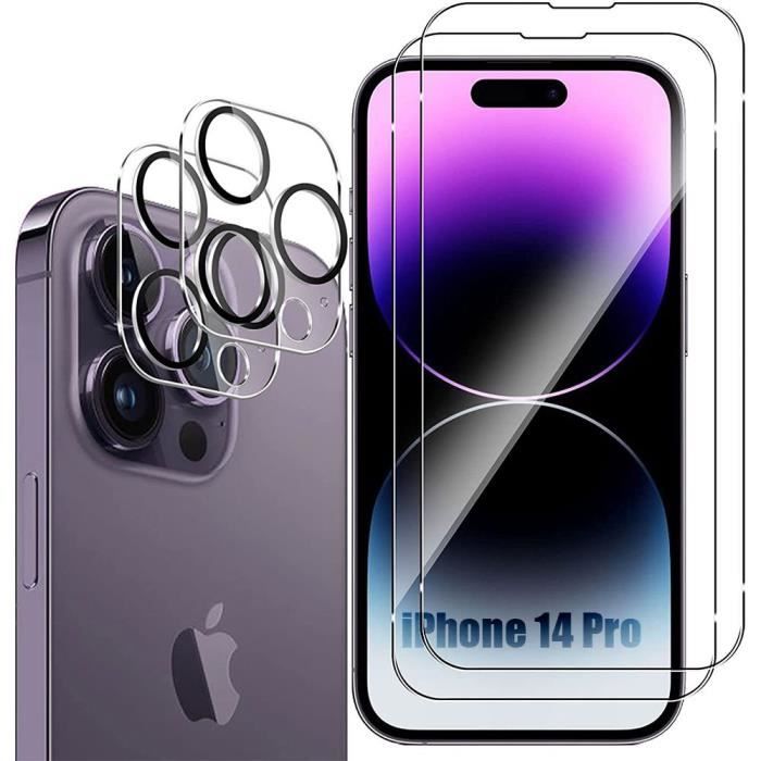 Protection écran Pour Apple iPhone 14 Pro Max 6.7 Verre Trempé , 2 Pack  Protecteur d'écran + 2 Pack Caméra Arrière Protecteur - Cdiscount Téléphonie