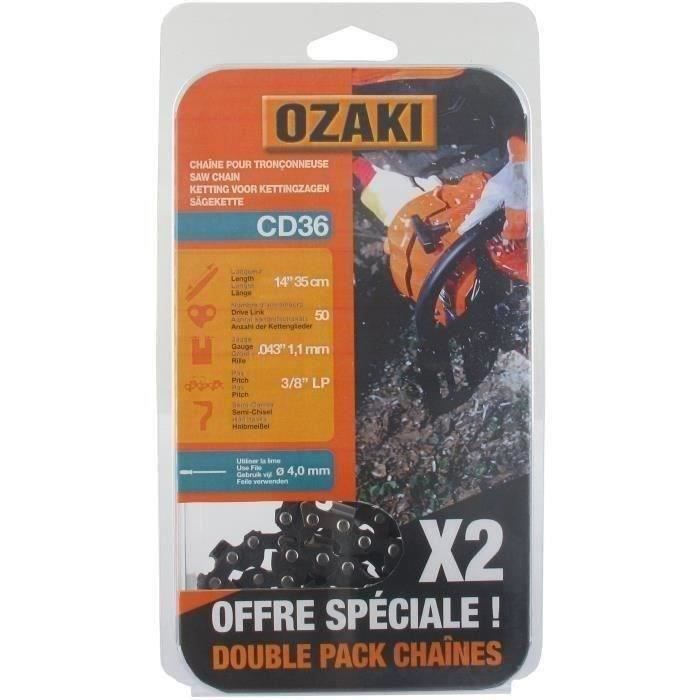 Lot de deux chaînes de tronçonneuse OZAKI sous coque semi carrée: