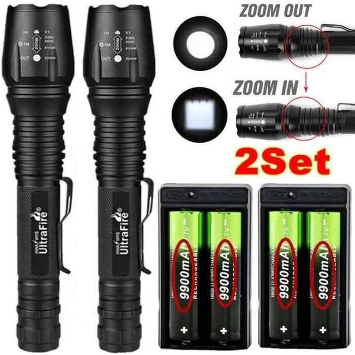 Lampe Torche LED 200000LM - Rechargeable USB, étanche - Neuf, Haute Puissance