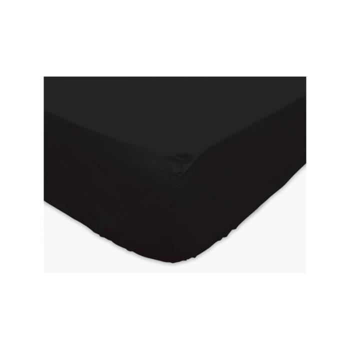 Drap Housse 100 % Coton 57 fils/cm2 - SPECIAL GRAND BONNET - 180 x 200 cm - NOIR Drap Housse 100 % Coton 57 fils/cm2 - SPECIAL GRAND BONNET - 180 x 200 cm - NOIR