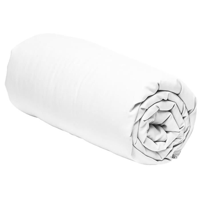 Drap housse 160x200 cm +30 cm Percale de Coton Blanc Drap housse 160x200 cm +30 cm Percale de Coton Blanc