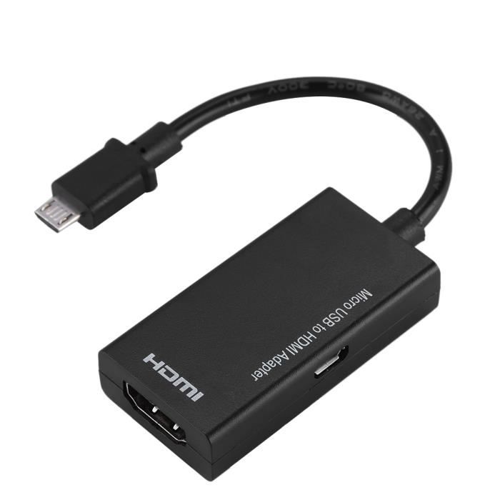 WEI Câble Micro USB vers HDMI Adaptateur Micro USB vers HDMI 1080P Son stéréo 8 canaux Adaptateur vidéo HDMI 5 broches pour