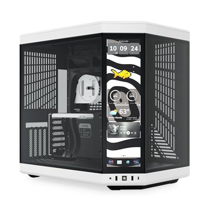 Boîtier de jeu - HYTE - Caja Y70 - Écran tactile 145 - ATX - Verre trempé noir/blanc