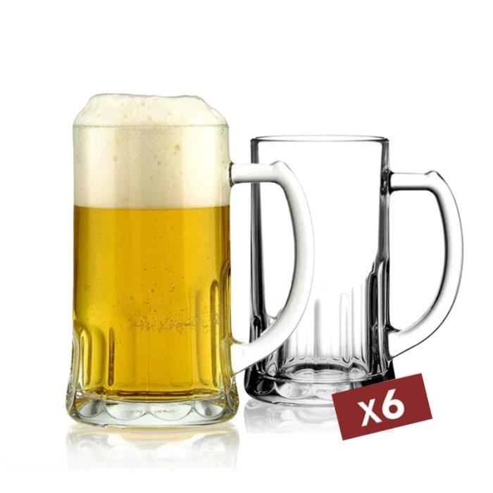 Lot De 6 Verres à Bière Cosy & Trendy 33 Cl - Design Élégant Et Intemporel, Verre Solide Ultra Transparent Made In France