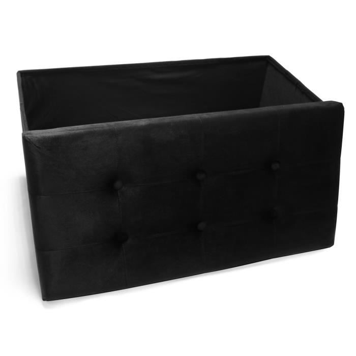 Pouf Banc Avec Rangement - Blanc 38x38x38cm - Cuir Renforcé - Design Moderne