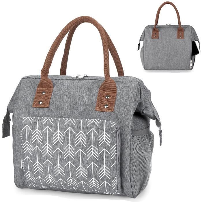 Sac Isotherme Repas Femme 10 L Lunch Bag Glaciere Souple Isotherme Pour  Bureau Travail Pique-Nique Livraison Gris, 27x13.5x26cm - Cdiscount Maison