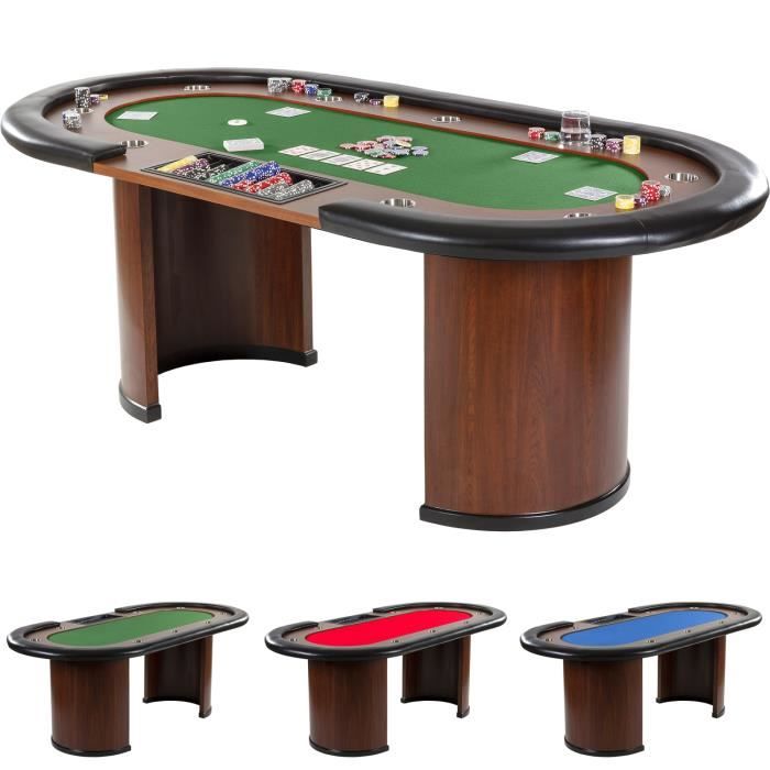 Table de Poker MAXSTORE ROYAL FLUSH - 213 x 106 x 75 cm - Vert - 9 porte-gobelets - Accoudoirs rembourrés