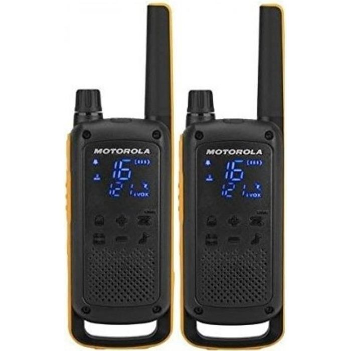 Motorola T82 Extreme PMR446 2 Way Walkie Talkie Radio Twin Pack Jaune