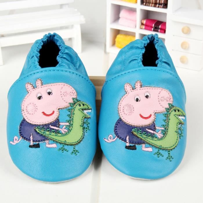 Chaussures De Bebe Doux Bambin Chaussons Bebe En Cuir Antiderapant Piggy Page Bleu Bleu Cdiscount