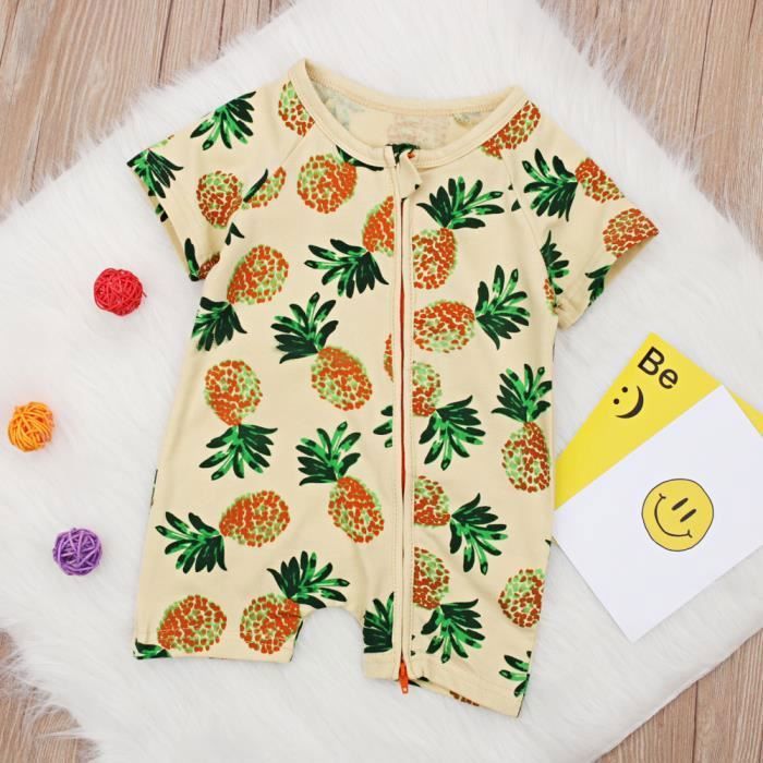 0 24 Mois Bebe Garcon Fille Body Unisexe Pyjama A Fermeture Eclair Combishort Grenouillere Ananas Imprime Jaune Cdiscount Pret A Porter