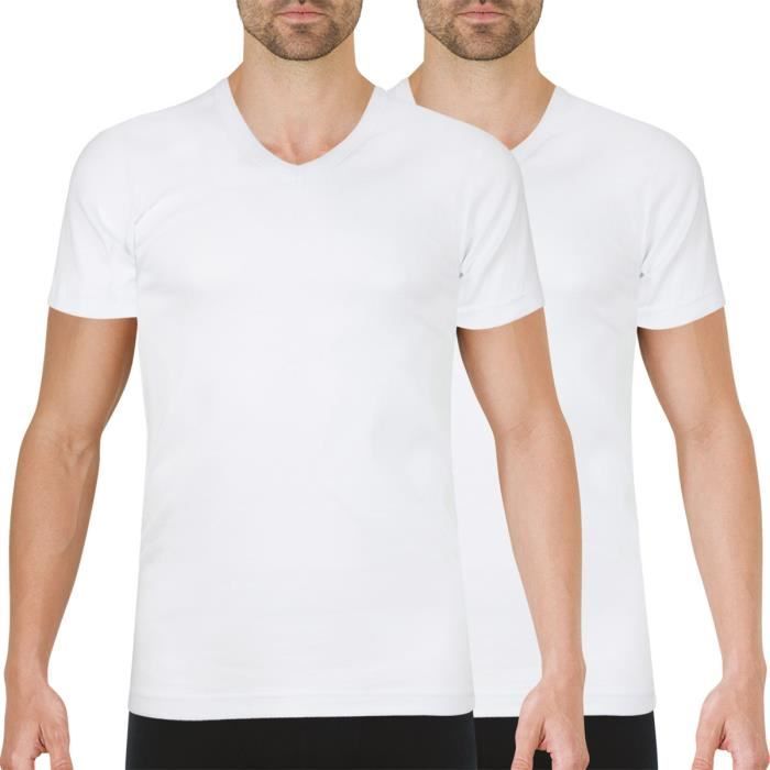 ATHENA Lot de 2 tee-shirts col V Easy Color Blanc HOMME