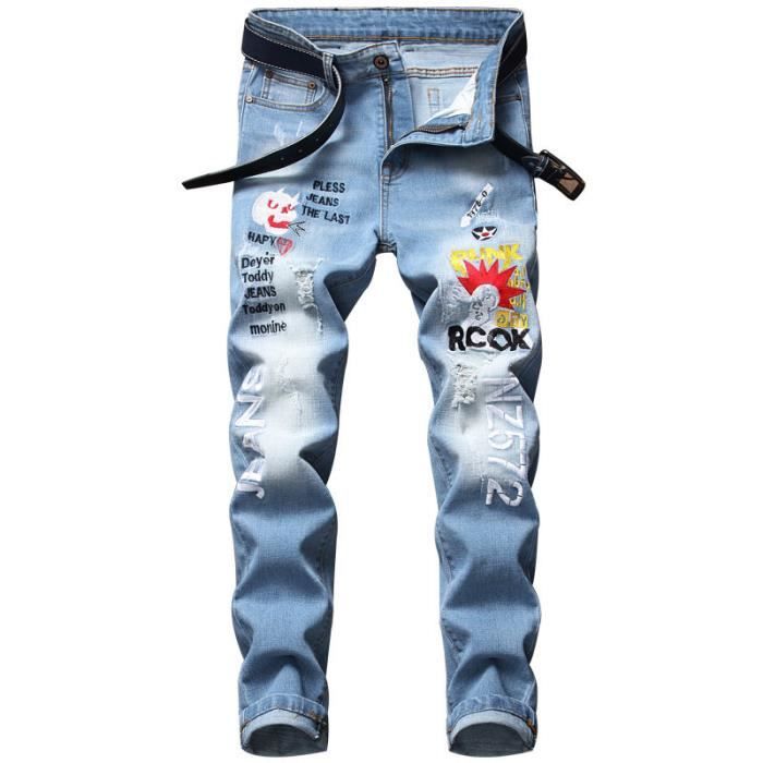 Jean déchiré 2025 homme slim