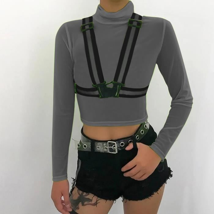 Tee-shirt Femme Argent Réfléchissant Keephen – Manches Courtes | Body Moulant élastique | Pour Soirée Ou événement