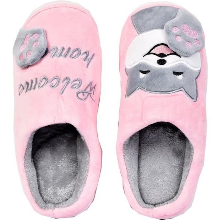 pantoufles pour femme humoristique confort w301 rose w301 rose cdiscount chaussures