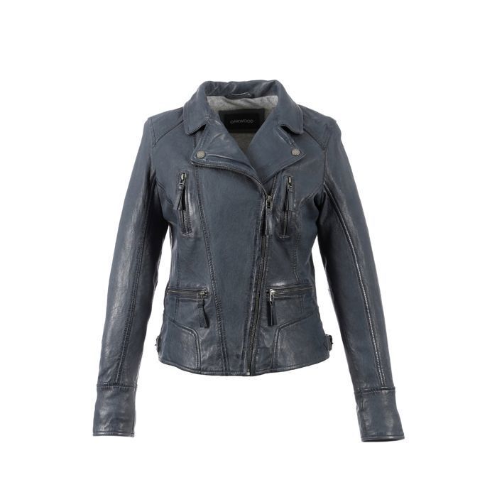 Blouson en cuir Oakwood Ref 47478 petrole Gris Cdiscount Prêt-à