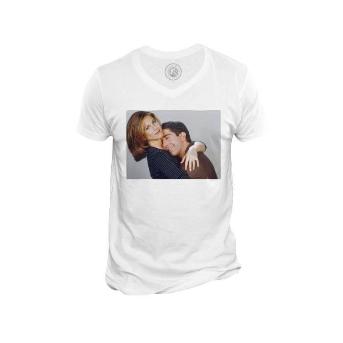 T shirt Homme Col V Friends Jennifer Aniston David Schimmer Cute Photo