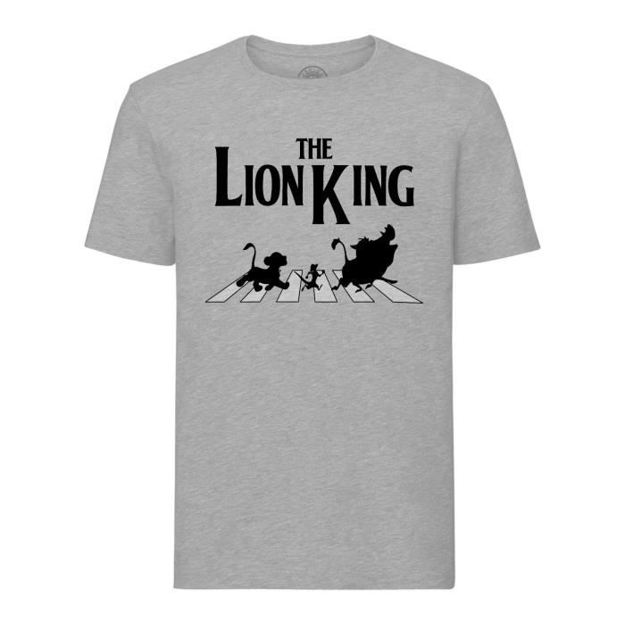 T shirt Homme Col Rond Gris Roi Lion Abbey Road Parodie Film Series Marque