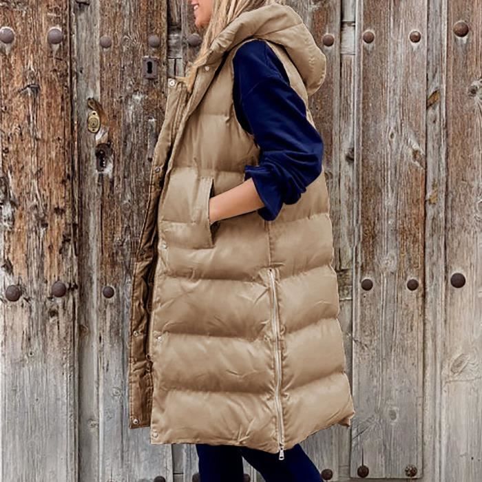 DOUDOUNE Veste femme tr s chaude rembourr e Khaki Cdiscount