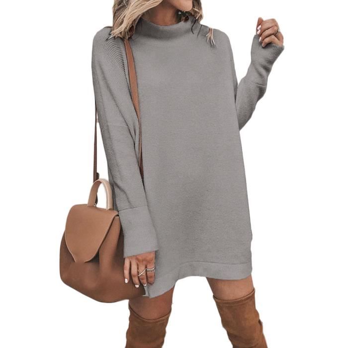 Pull Femme Longue En Maille Chic Pull Femme À Col Roulé Manches Longues  Tricot Pull Hiver Épais Casual Pull Chic Tunique,Gris Gris - Cdiscount  Prêt-à-Porter