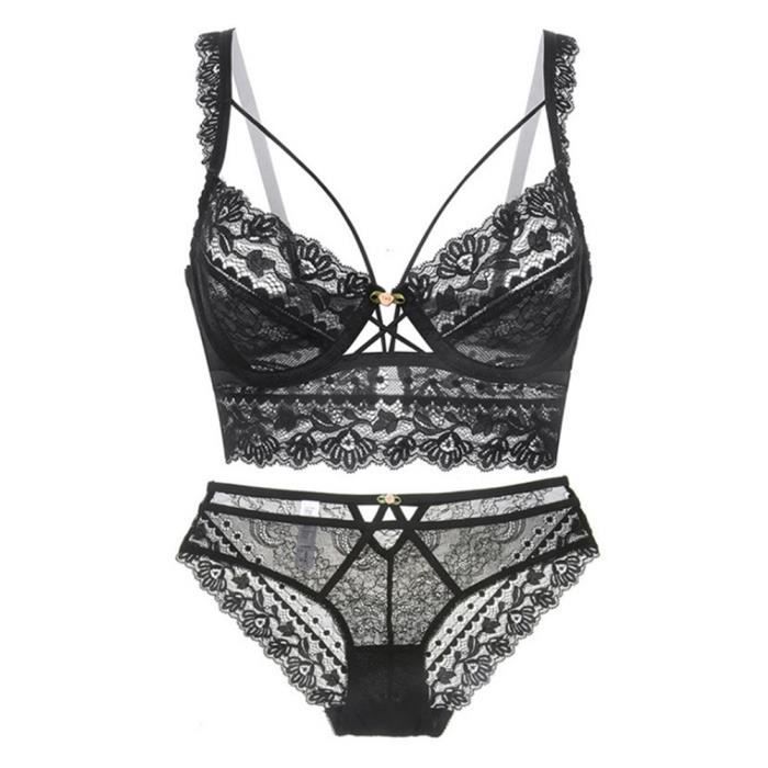 Femmes Ensemble de Lingerie Dentelle Lingerie Grande Taille Sexy Brassiere Ensemble sous Vetements de Seduction Noir Noir Cdiscount Pret a Porter