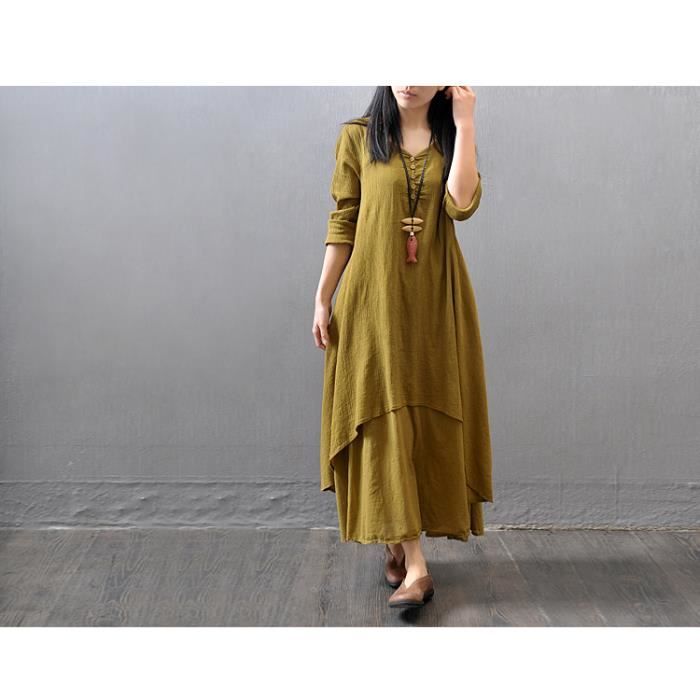 Manche Longue Robe Longue Casual Robe Longue Grise