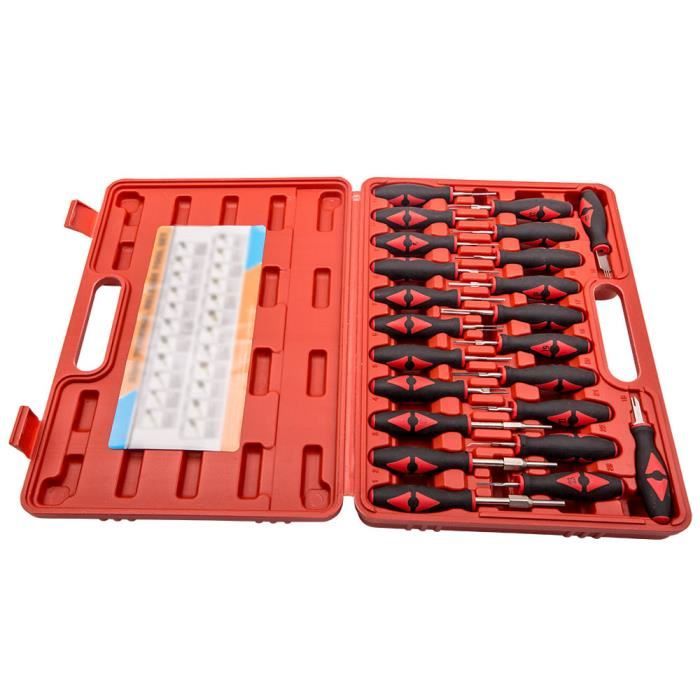 Kit de distribution pour véhicule 23pc Car Electrical Terminal Wiring Crimp Connector Pin Release Remover Tool Kit