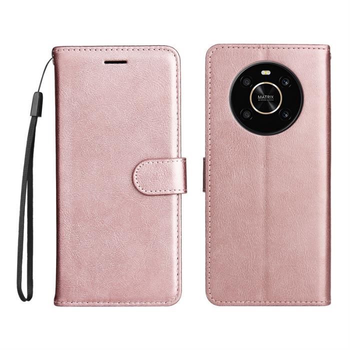 HONLEN Funda para Honor Magic4 Lite 5G Carcasa, (6.81 Inches) Premium PU Cuero Cartera Magnético Flip Case 3 Ranura Tarjeta, Soporte Case, Diseño de Mandala Oro Rosa