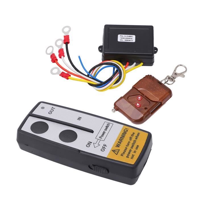 Télécommande Treuil VTT Camion Treuil Electrique Kit Télécommande Treuil Sans Fil (75m Portée) - Universel 12V/24V - Rouge Treuil électrique Kit Contrôle Treuil 12V 24V