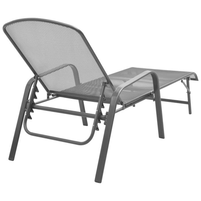 Chaises longues 2 pcs avec table Acier Anthracite Qqmora yy12980