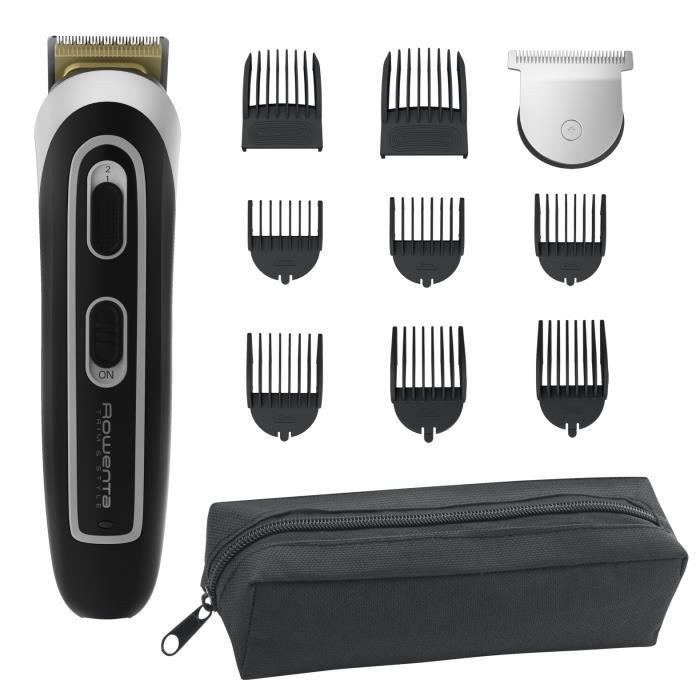 ROWENTA TN9110F4 Trim&Style 11en1 Easy Tondeuse cheveux et barbe, Wet&Dry, Lames acier inoxydable, Autonomie 120 min, 11 accessoires