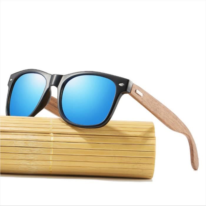 Men's Vintage lumière polarisée lunettes de soleil bambou cadre en bois Shades Lunettes 