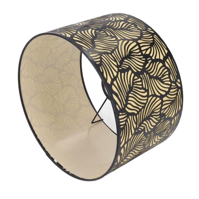 Abat-jour - SHIPENOPHY - Motif feuille - Métal creux - Doublure jaune - Compatible E14/E27