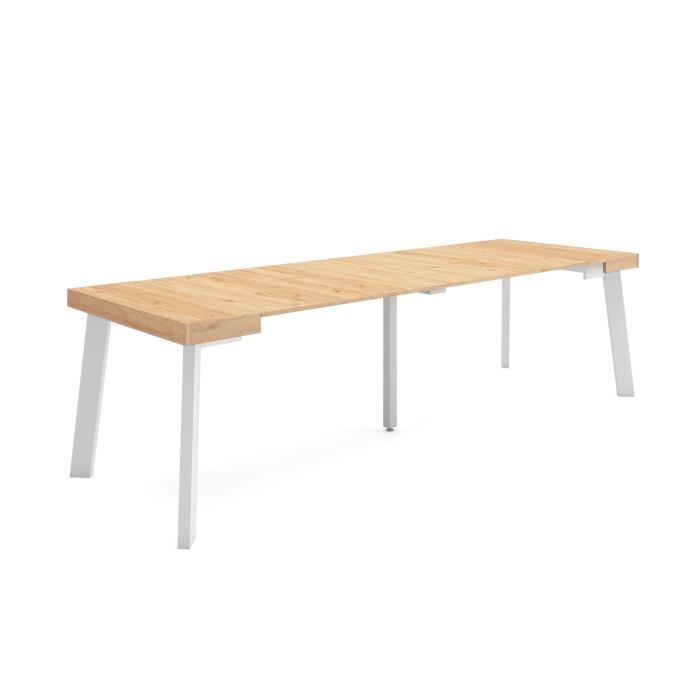 Table console extensible 260 Pour 12 personnes 262x90x726cm Pieds en bois Chêne RF3112