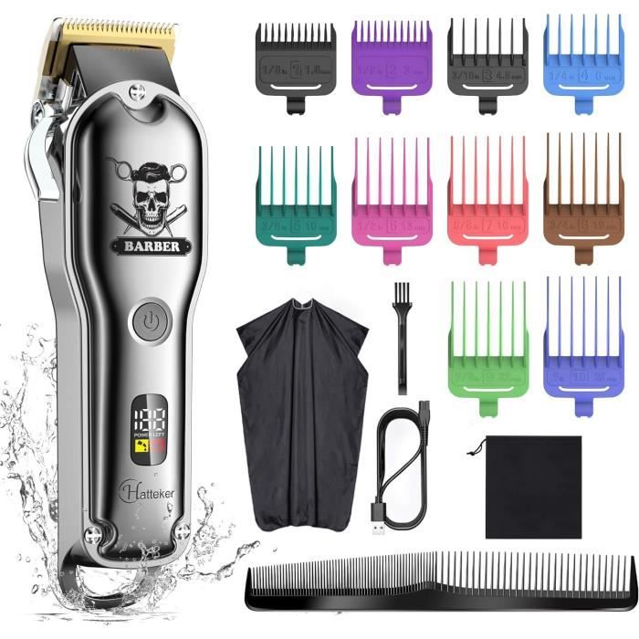Tondeuse à Cheveux Et Barbe Hatteker - Noir - IPX7 (étanche) - Neuf Sous Blister