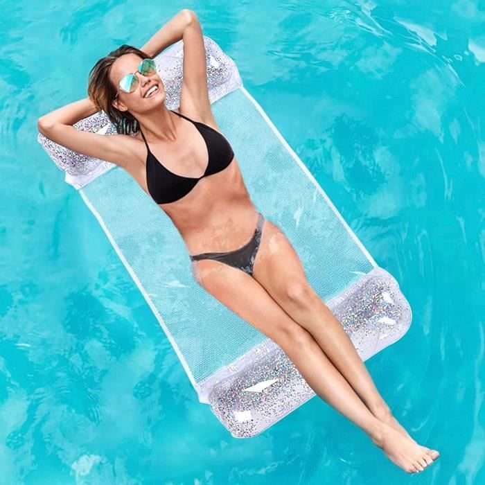 Matelas Gonflable pour Piscine, Hamac Filet à Clip Fraise Gonflable, Anneau Fraise pour Adulte