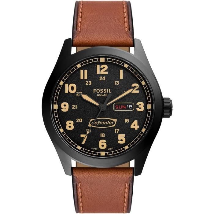 Montre Pour Homme Defender Mouvement Solaire Bo tier En Acier Inoxydable Argent De 40 Mm Avec Bracelet En Cuir Pro Planet u36